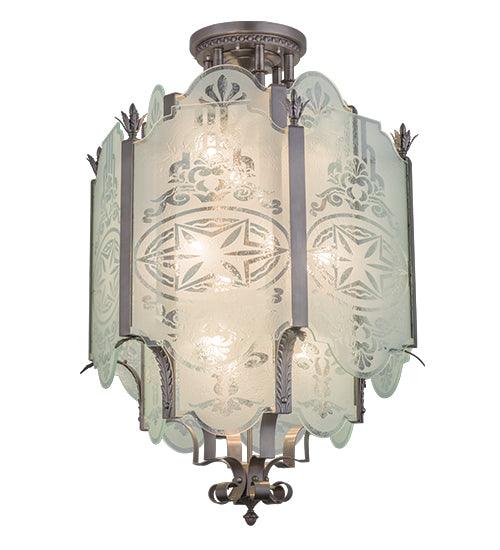 2nd Ave Lighting Pendants Antique Nickel / Glass Fabric Idalight Chartres Pendant By 2nd Ave Lighting 154184