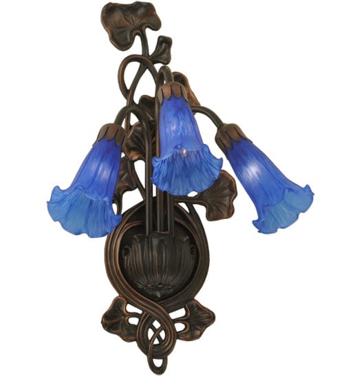 Meyda Lighting 10.5"W Blue Pond Lily 3 LT Wall Sconce 17234 Chandelier Palace