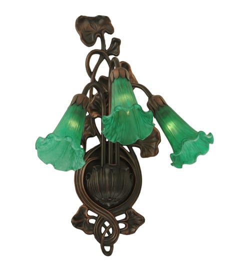 Meyda Lighting 10.5"W Green Pond Lily 3 LT Wall Sconce 17537 Chandelier Palace