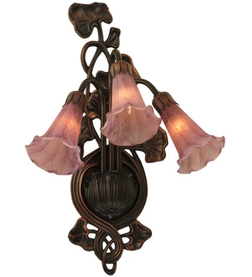 Meyda Lighting 10.5"W Lavender Pond Lily 3 Lt Wall Sconce 17311 Chandelier Palace