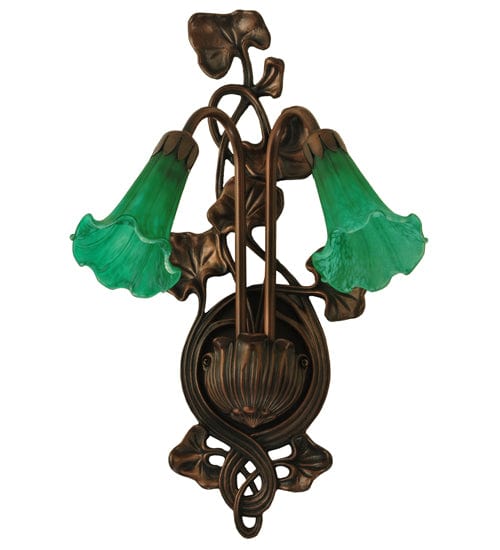 Meyda Lighting 11"W Green Pond Lily 2 LT Wall Sconce 17092 Chandelier Palace