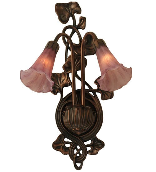 Meyda Lighting 11"W Lavender Pond Lily 2 Lt Wall Sconce 16787 Chandelier Palace