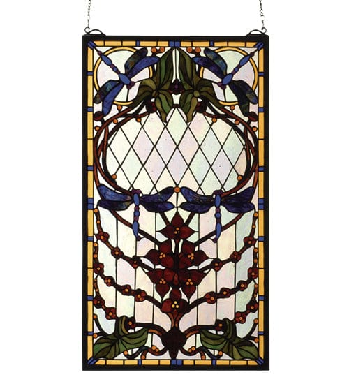 Meyda Lighting 14"W X 25"H Dragonfly Allure Stained Glass Window 77734 Chandelier Palace