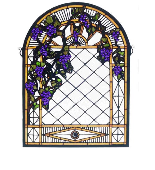 Meyda Lighting 16"W X 22"H Grape Diamond Trellis Stained Glass Window 38656 Chandelier Palace