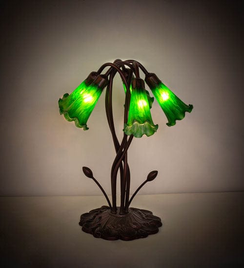 Meyda Lighting 17" High Green Tiffany Pond Lily 5 LT Accent Lamp 15386 Chandelier Palace