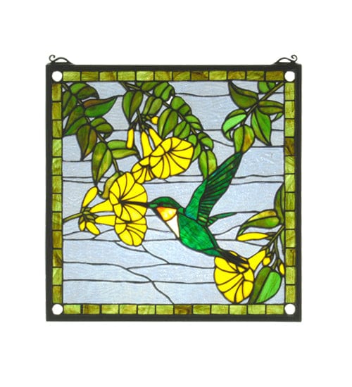 Meyda Lighting 17"W X 17"H Hummingbird Stained Glass Window 22898 Chandelier Palace