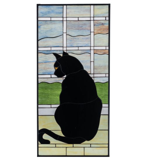 Meyda Lighting 20"W X 42"H Cat in Window Stained Glass Window 164772 Chandelier Palace