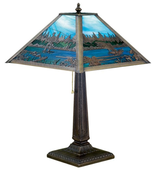 Meyda Lighting 21.5"H Fly Fishing Creek Table Lamp 26760 Chandelier Palace