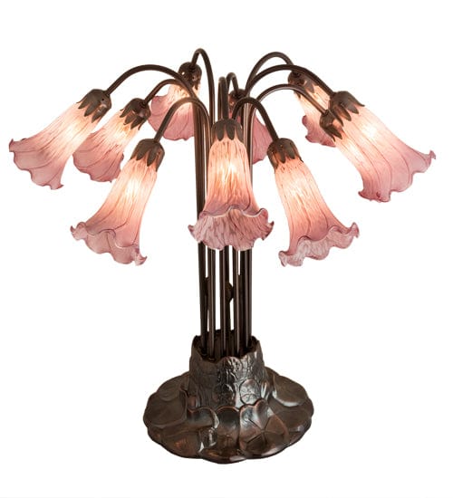 Meyda Lighting 22" High Lavender Tiffany Pond Lily 10 Light Table Lamp 14479 Chandelier Palace