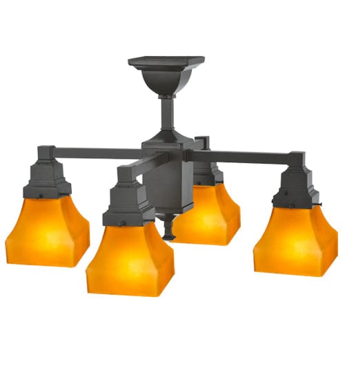 Meyda Lighting Bungalow Frosted Amber Ceiling Fixture 108063 Chandelier Palace