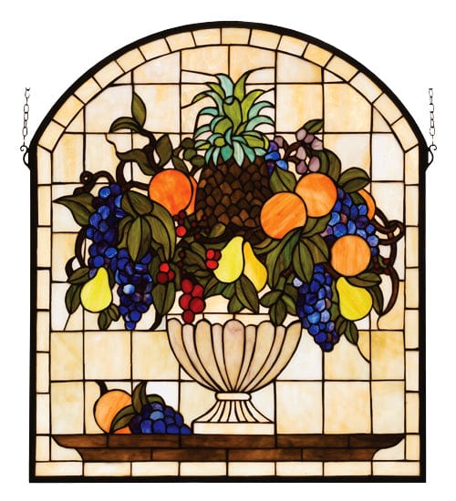 Meyda Lighting 25"W X 29"H Fruitbowl Stained Glass Window 13297 Chandelier Palace