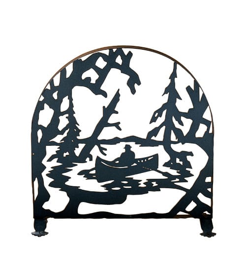 Meyda Lighting 30"W X 30"H Canoe At Lake Arched Fireplace Screen 22387 Chandelier Palace