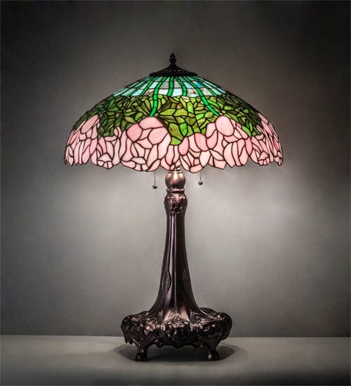 Meyda Lighting 31" High Tiffany Cabbage Rose Table Lamp 30513 Chandelier Palace
