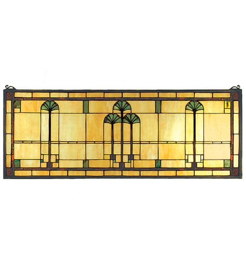 Meyda Lighting 35"W X 13"H Ginkgo Stained Glass Window 50825 Chandelier Palace