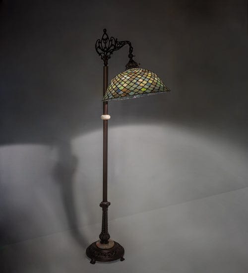 Meyda Lighting 60"H Tiffany Fishscale Bridge Arm Floor Lamp 65838 Chandelier Palace