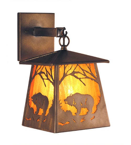 Meyda Lighting 7.5"W Grizzly Bear at Dawn Hanging Wall Sconce 81343 Chandelier Palace