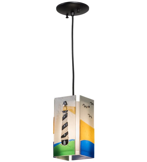 Meyda Lighting 7"W Metro Fusion Lighthouse Quadrato Mini Pendant 164112 Chandelier Palace