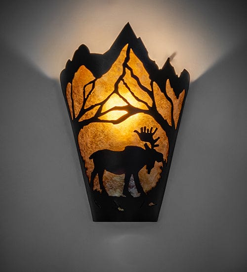 Meyda Lighting 8" Wide Moose at Dawn Right Wall Sconce 26184 Chandelier Palace