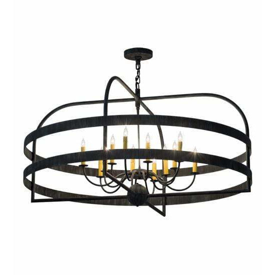 2nd Ave Lighting Chandeliers Antique Iron Gate / Glass Fabric Idalight Aldari Chandelier By 2nd Ave Lighting 181457