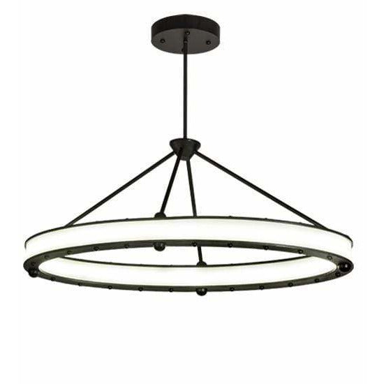 2nd Ave Lighting Pendants Brushed Blackened Steel / Clear Acrylic/Frosted / Glass Fabric Idalight Anillo Pendant By 2nd Ave Lighting 194571