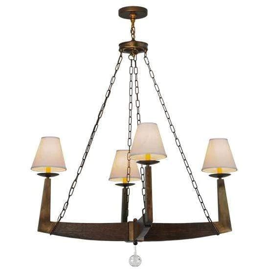 2nd Ave Lighting Chandeliers Antique Copper / White Textrene / Glass Fabric Idalight Arendal Chandelier By 2nd Ave Lighting 143889