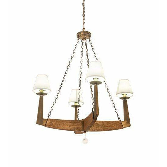 2nd Ave Lighting Chandeliers Antique Copper/Oak Veneer / White Fabric/Clear Glass / Fabric Arendal Chandelier By 2nd Ave Lighting 195110