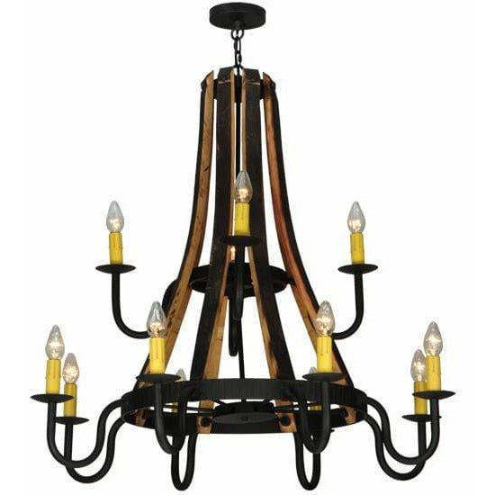2nd Ave Lighting Chandeliers Wrought Iron / Glass Fabric Idalight Barrel Stave Chandelier By 2nd Ave Lighting 136568