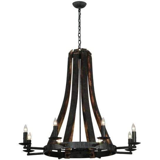 2nd Ave Lighting Chandeliers Antique Iron Gate / Glass Fabric Idalight Barrel Stave Chandelier By 2nd Ave Lighting 140164