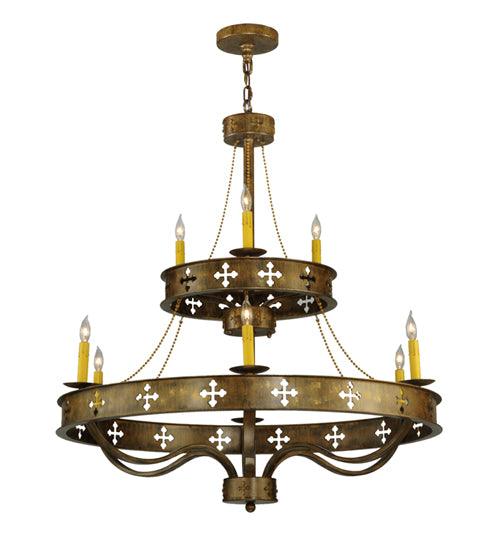 2nd Ave Lighting Chandeliers Brushed Gold / Glass Fabric Idalight Byzantine Chandelier By 2nd Ave Lighting 137956