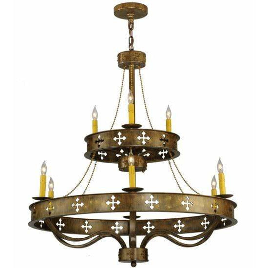2nd Ave Lighting Chandeliers Brushed Gold / Glass Fabric Idalight Byzantine Chandelier By 2nd Ave Lighting 137956
