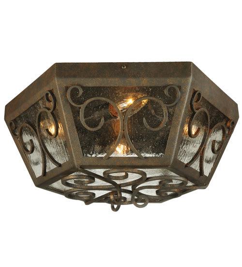 2nd Ave Lighting Flush Mounts Copper Rust / Clear Seeded Glass / Glass Fabric Idalight Camilla Flush Mount By 2nd Ave Lighting 130683