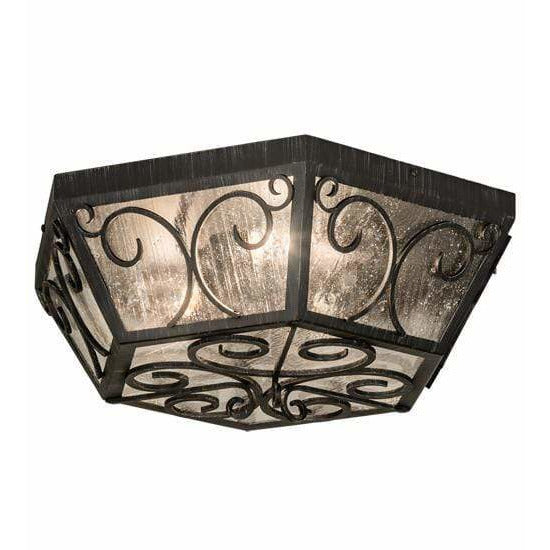 2nd Ave Lighting Flush Mounts Antique Iron Gate / Clear Seedy Glass / Glass Camilla Flush Mount By 2nd Ave Lighting 213037