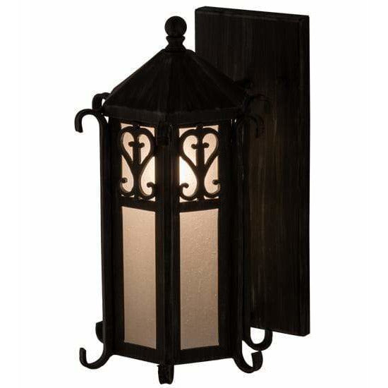 2nd Ave Lighting One Light Antique Iron Gate / Frosted Seeded Glass / Glass Fabric Idalight Caprice One Light By 2nd Ave Lighting 157313