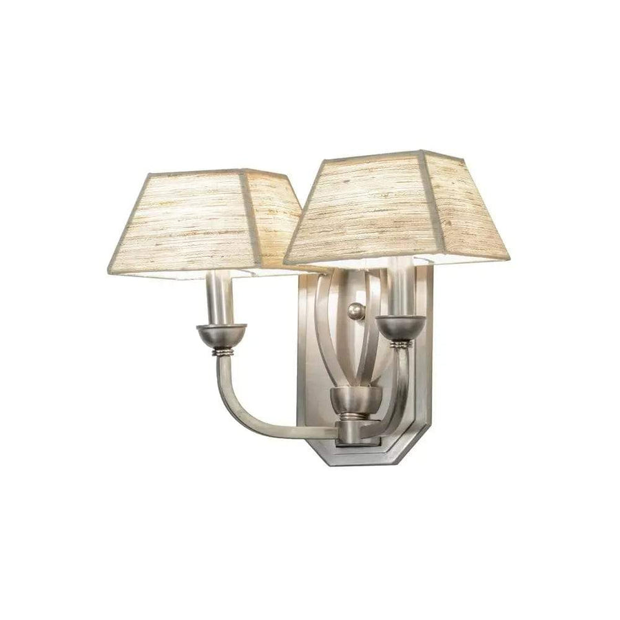 2nd Ave Lighting Two Lights Brushed Nickel / Silk Opal Textrene / Glass Fabric Idalight Cesta Two Light By 2nd Ave Lighting 142263
