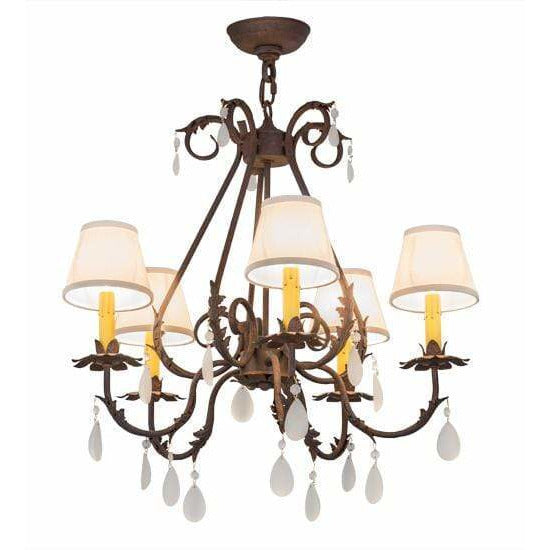 2nd Ave Lighting Chandeliers Rusty Nail / Natural Linen Textrene / Glass Fabric Idalight Chantilly Chandelier By 2nd Ave Lighting 171440