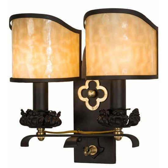 2nd Ave Lighting Two Lights Oil Rubbed Bronze W/ Gold Accents / Beige Glass Church Two Light By 2nd Ave Lighting 157290