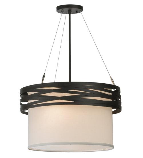 2nd Ave Lighting Pendants Oil Rubbed Bronze / White Textrene / Glass Fabric Idalight Cilindro Pendant By 2nd Ave Lighting 147209