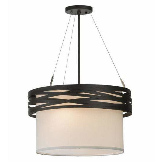 2nd Ave Lighting Pendants Oil Rubbed Bronze / White Textrene / Glass Fabric Idalight Cilindro Pendant By 2nd Ave Lighting 147209