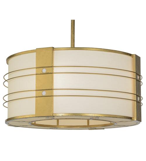 2nd Ave Lighting Pendants Gold Leaf / White Linen Textrene / Glass Fabric Idalight Cilindro Pendant By 2nd Ave Lighting 152097