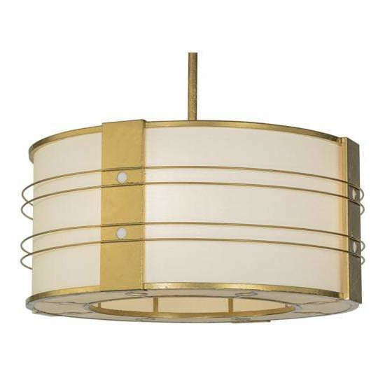 2nd Ave Lighting Pendants Gold Leaf / White Linen Textrene / Glass Fabric Idalight Cilindro Pendant By 2nd Ave Lighting 152097