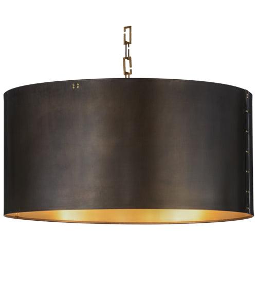 2nd Ave Lighting Pendants Craftsman Brown & Brushed Brass / Glass Fabric Idalight Cilindro Pendant By 2nd Ave Lighting 153356