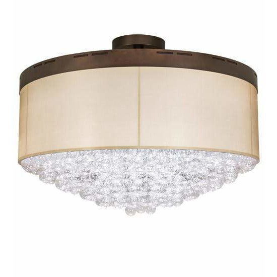 2nd Ave Lighting Semi Flushes Mahogany Bronze And Macadamia / Gold Organza And Clear Glass / Fabric/Glass Cilindro Semi Flush By 2nd Ave Lighting 211420