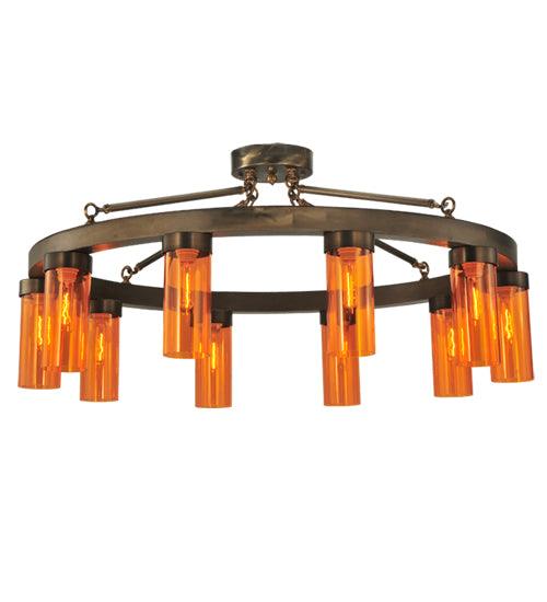 2nd Ave Lighting Semi Flushes Antique Copper / Coral / Glass Fabric Idalight Clark Semi Flush By 2nd Ave Lighting 131887