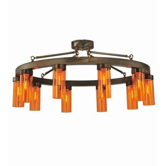 2nd Ave Lighting Semi Flushes Antique Copper / Coral / Glass Fabric Idalight Clark Semi Flush By 2nd Ave Lighting 131887