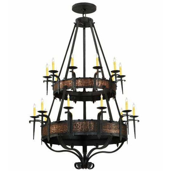 2nd Ave Lighting Chandeliers Costello Black & Blackend Banding / Glass Fabric Idalight Costello Chandelier By 2nd Ave Lighting 110205