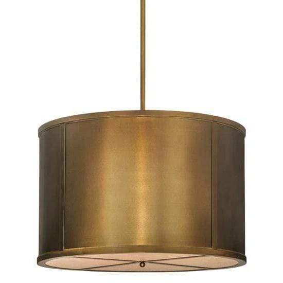 2nd Ave Lighting Pendants Antique Copper / Silver Mica / Glass Fabric Idalight Drum Pendant By 2nd Ave Lighting 148673