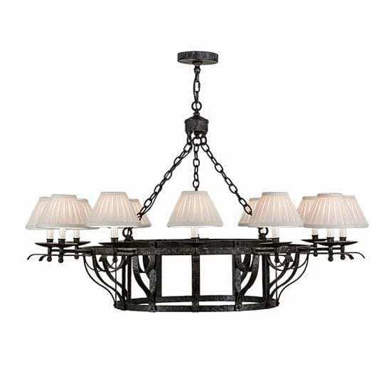 2nd Ave Lighting Chandeliers Antique Iron Gate / White Pleated Textrene / Glass Fabric Idalight Ethel Chandelier By 2nd Ave Lighting 148230