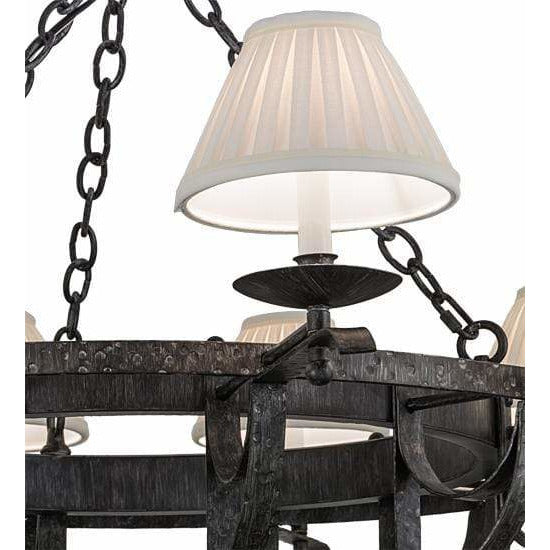 2nd Ave Lighting Chandeliers Antique Iron Gate / White Pleated Textrene / Glass Fabric Idalight Ethel Chandelier By 2nd Ave Lighting 148230