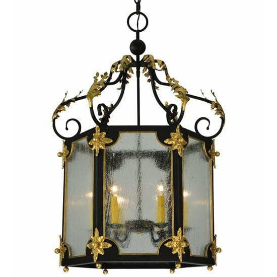 2nd Ave Lighting Pendants Blackwash With Gold Accents / Clear Seeded Glass / Glass Fabric Idalight Ganser Pendant By 2nd Ave Lighting 132203