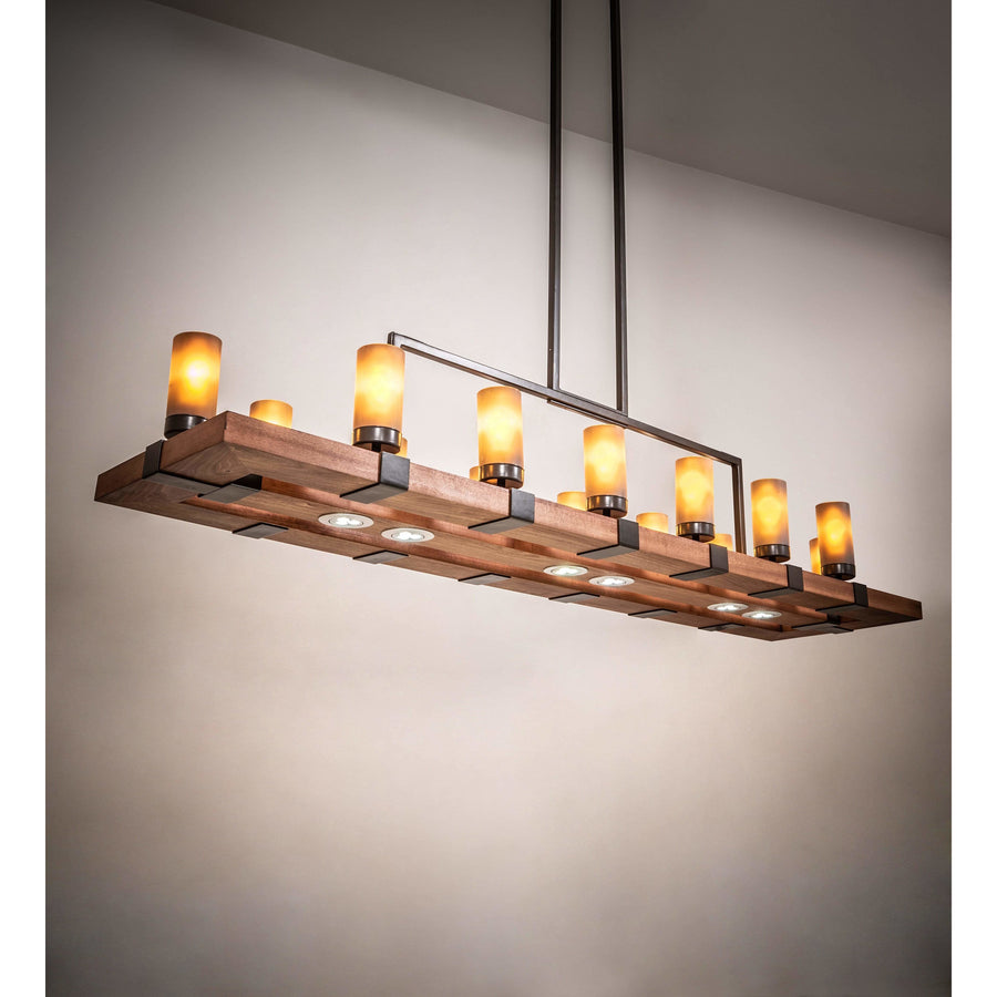 2nd Ave Lighting Billiard/Island Walnut Stained And Timeless Bronze / Amber Frosted Glass / Glass Grand Terrace Billiard/Island By 2nd Ave Lighting 220740